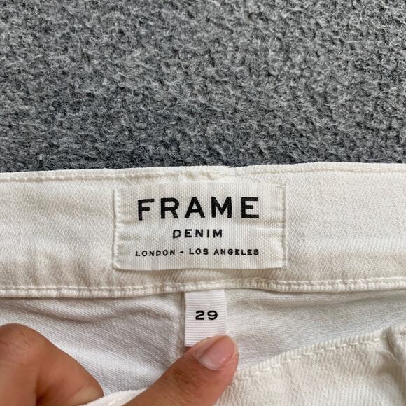 Frame Jeans Womens 29 White Denim Le High Flare Mid Rise 5 Pocket Stretch *READ - Picture 6 of 11